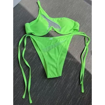Dámské plavky Dámské dvojdílné plavky se síťovanými detaily Barva: zelená, Velikost: L
