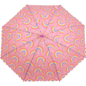 Deštník Dětský vystřelovací deštník duha, dino, raketa, kočka, barva 2 růžová sv. duha