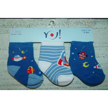 YO! Ponožky 3 páry kluk modrá vesmír 3-6 měsíců