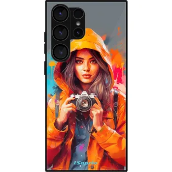 Pouzdro na mobilní telefon Lesklé pouzdro iSaprio pro Samsung Galaxy S23 Ultra - Girl with Camera (Lesklé pouzdro, kryt, obal iSaprio Exclusive na mobil Samsung Galaxy S23 Ultra s motivem Girl with Camera - elegantní skleněný vzhled, skvělá ochrana mobilu a luxusní styl, vyrobeno v