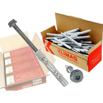 Klimas Wkret-Met 10x140mm KPR-FAST - 1 Karton (4x25ks) - Rámové hmoždinky se plochým límcem a šroubem se 6HR hlavou, TX40/SW13