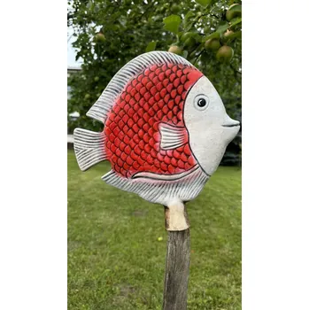 Zahradní dekorace Keramická dekorace na zahradu Plotovka Ryba červená