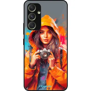 Pouzdro na mobilní telefon Lesklé pouzdro iSaprio pro Samsung Galaxy A54 5G - Girl with Camera (Lesklé pouzdro, kryt, obal iSaprio Exclusive na mobil Samsung Galaxy A54 5G s motivem Girl with Camera - elegantní skleněný vzhled, skvělá ochrana mobilu a luxusní styl, vyrobeno v Česku