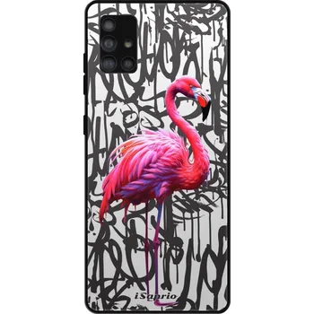 Pouzdro na mobilní telefon Lesklé pouzdro iSaprio pro Samsung Galaxy A51 - Flamingo Graffiti (Lesklé pouzdro, kryt, obal iSaprio Exclusive na mobil Samsung Galaxy A51 s motivem Flamingo Graffiti - elegantní skleněný vzhled, skvělá ochrana mobilu a luxusní styl, vyrobeno v Česku)