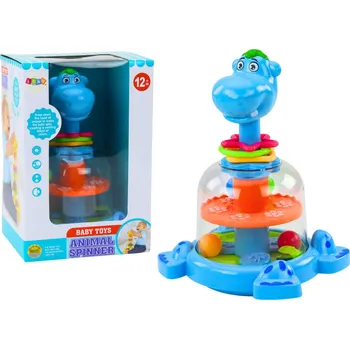 plyšák LEAN Toys Kuličkový tobogán hroch modrý