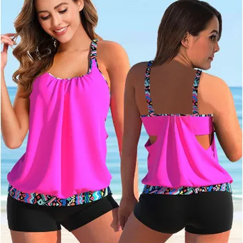 Dámské plavky Dámské dvoudílné plavky - tankiny - s potiskem vel. XS až 6XL Barevná varianta: 8356 - růžová, Velikost: 3XL