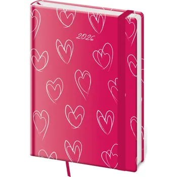 Diář Denní diář 2026 Helma A5 - Vario Hearts s gumičkou