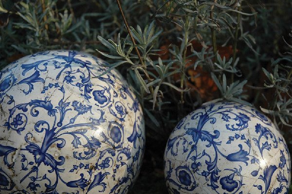Koule pr.12 cm, modrobílá keramika AGED CERAMIC|Esschert Design