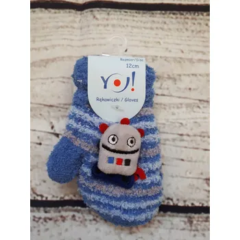Kojenecká čepice YO! Zimní kojenecké froté rukavičky - Robot 10cm