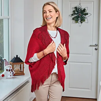 Čepice 3Pagen Štola s třásněmi bordó Jednotná velikost