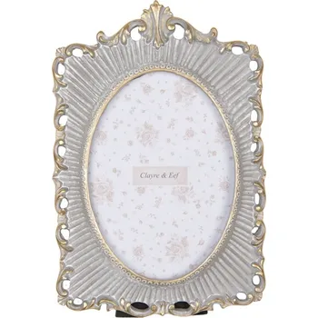 Rám na obraz Šedo-zlatý antik fotorámeček s ornamenty - 18*2*26 cm / 13*18 cm