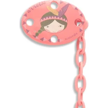 klip na dudlíky Suavinex KLIP na šidítko OVÁL - RŮŽOVÝ INDIÁN