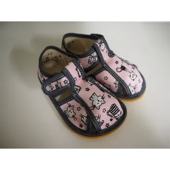 Dívčí bačkory Baby Bare Přezůvky barefoot - pink cat Velikost: 31