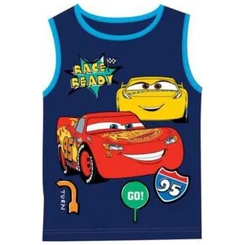 Setino - Chlapecké bavlněné tričko bez rukávů (nátělník) Auta - Cars McQueen - tm. modré 110