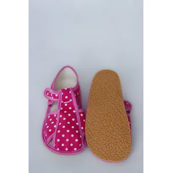 Dívčí bačkory Baby Bare Přezůvky barefoot - pink dot Velikost: 29