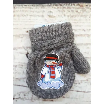 Kojenecká čepice YO! Kojenecké akrylové rukavičky - sněhulák na šedé 10cm