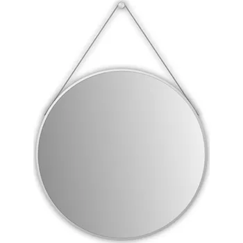 Zrcadlo Jokey Zrcadlo Biskaya III Ø 60, kovový rám, kožený pásek, stříbrná