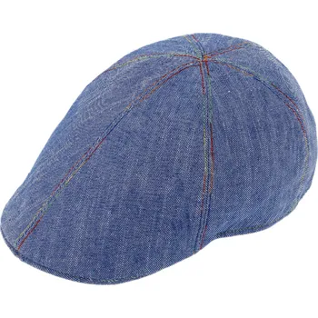 Čepice Fiebig - Headwear since 1903 Pánská modrá 6-dílná letní lněná bekovka s barevným švem od Fiebig Velikost: 55 cm (S)