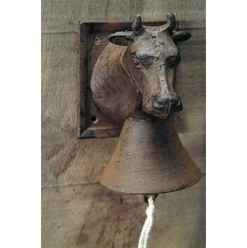 Domovní zvonek Zvonek s krávou COW BEST FOR BOOTS, litina, 12x16x18cm, hnědá (DOPRODEJ)|Esschert Design