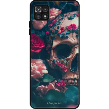 Pouzdro na mobilní telefon Lesklé pouzdro iSaprio pro Samsung Galaxy A22 5G - Skull in Roses (Lesklé pouzdro, kryt, obal iSaprio Exclusive na mobil Samsung Galaxy A22 5G s motivem Skull in Roses - elegantní skleněný vzhled, skvělá ochrana mobilu a luxusní styl, vyrobeno v Česku)
