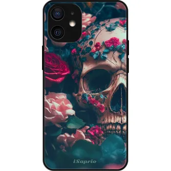 Pouzdro na mobilní telefon Lesklé pouzdro iSaprio pro Apple iPhone 12 Mini - Skull in Roses (Lesklé pouzdro, kryt, obal iSaprio Exclusive na mobil Apple iPhone 12 Mini s motivem Skull in Roses - elegantní skleněný vzhled, skvělá ochrana mobilu a luxusní styl, vyrobeno v Česku)