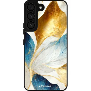 Pouzdro na mobilní telefon Lesklé pouzdro iSaprio pro Samsung Galaxy S22 5G - Blue Leaves (Lesklé pouzdro, kryt, obal iSaprio Exclusive na mobil Samsung Galaxy S22 5G s motivem Blue Leaves - elegantní skleněný vzhled, skvělá ochrana mobilu a luxusní styl, vyrobeno v Česku)