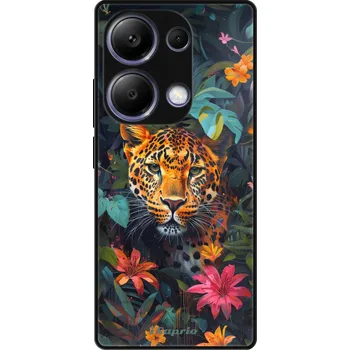 Pouzdro na mobilní telefon Lesklé pouzdro iSaprio pro Xiaomi Redmi Note 13 Pro 4G - Flower Jaguar (Lesklé pouzdro, kryt, obal iSaprio Exclusive na mobil Xiaomi Redmi Note 13 Pro 4G s motivem Flower Jaguar - elegantní skleněný vzhled, skvělá ochrana mobilu a luxusní styl, vyrobeno v