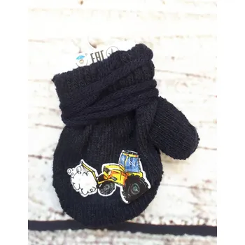 Rukavice YO! Kojenecké akrylové rukavičky - traktor na tm.modré 10cm