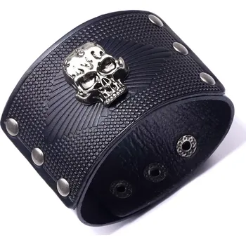 Náramek Široký kožený náramek Orfeus Black