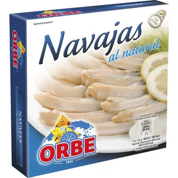 konzervovaná ryba Mušle Navajas al natural Orbe 63g (netto 111gr)