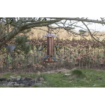 Krmítko pro ptáka Kovové krmítko na semínka/krmnou směs POMĚDĚNÉ, 16,5 x 16,5 x 30,5 cm (DOPRODEJ)|Esschert Design