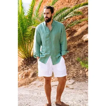 Dámská halenka Magic Linen Pánská Lněná košile Nevada Matcha Green Velikost: S