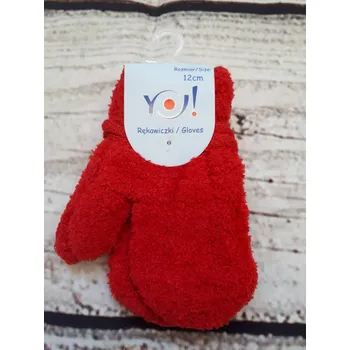 Rukavice YO! Zimní kojenecké froté rukavičky - červené 10cm