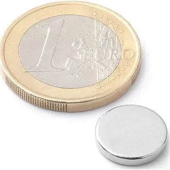 Dekorativní magnet Neodymový magnet kotouč Ø&nbsp;12&nbsp;mm, v.&nbsp;2&nbsp;mm, N52, síla 2&nbsp;kg