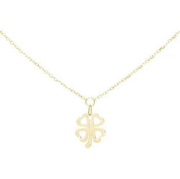 Náhrdelník Dámský náhrdelník ze žlutého zlata čtyřlístek 42-45 cm ZLNAH184F + DÁREK ZDARMA