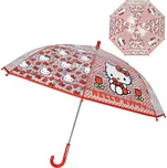 Deštník dětský Hello Kitty červený průhledný 68x85cm automatický