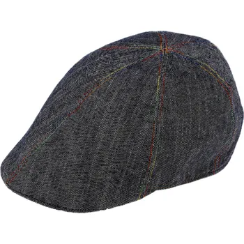 Čepice Fiebig - Headwear since 1903 Pánská šedá 6-dílná letní lněná bekovka s barevným švem od Fiebig Velikost: 55 cm (S)