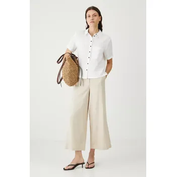 Dámská košile Lněná košile Medicine dámská, bílá barva, regular, s klasickým límcem RS24.KKD902 00X, vel. L