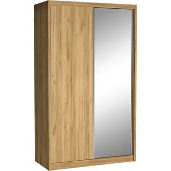 Šatní skříň Šatní skříň KAROK | 143 cm | se zrcadlem | kraft zlatý