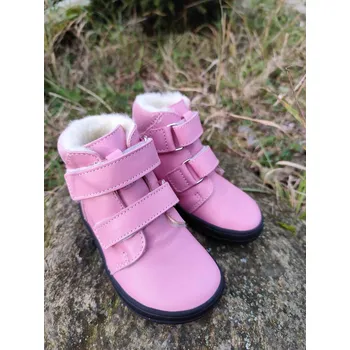 Chlapecká zimní obuv Jonap Zimní barefoot B4 MV světle růžová - vlna Velikost: 22