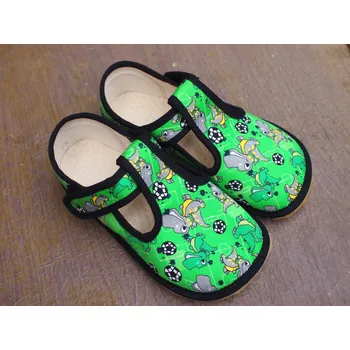 Chlapecké bačkory Beda Přezůvky barefoot - Green dinoball (BF 060010/W) Velikost: 24