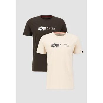 Pánské tričko Tričko Alpha Label T 2 Pack černá olivová / bílá jet L