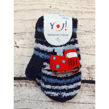 Rukavice YO! Zimní kojenecké froté rukavičky - Mašinka 10cm