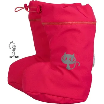 Capáčky Zandup BOTIČKY s merino vlnou -růžový softshell/kočička vel. 2 (13cm)