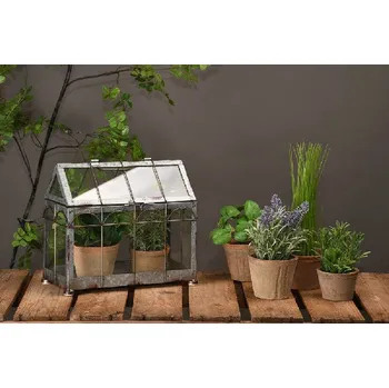 Skleník Skleník|pěstírna na květiny INDUSTRIAL HOUSE, 29x15x31cm, šedá s rezavou patinou|Esschert Design