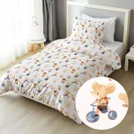 Dětské bavlněné ložní povlečení Sandra SA-611 Hravé myšky na bílém Jednolůžko 140x200 a 70x90 cm