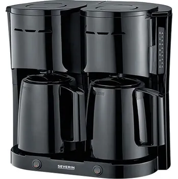 Kávovar Kávovar+čajovar Severin, KA 9315, 2 x 8 šálků kávy, 2 termokonvice, 2 výkyvné filtry 1x4, 2 samostatné systémy ohřevu, 2 x 1000 W