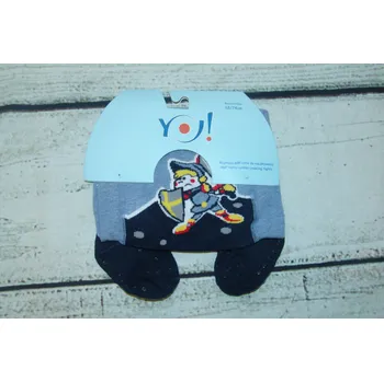 YO! YO ! Bavlněné punčocháčky ABS na chodidle i nártu - modrošedé s rytířem Velikost: 62/68