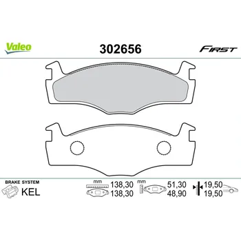 Brzdová destička Sada brzdových destiček, kotoučová brzda VALEO 302656