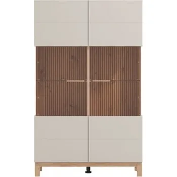 Zrcadlo Široká vitrína s osvětlením Xavier - dub, béžová